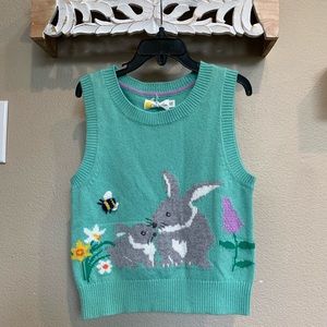 Mini Boden kids boys girls bunny sweater vest easter
